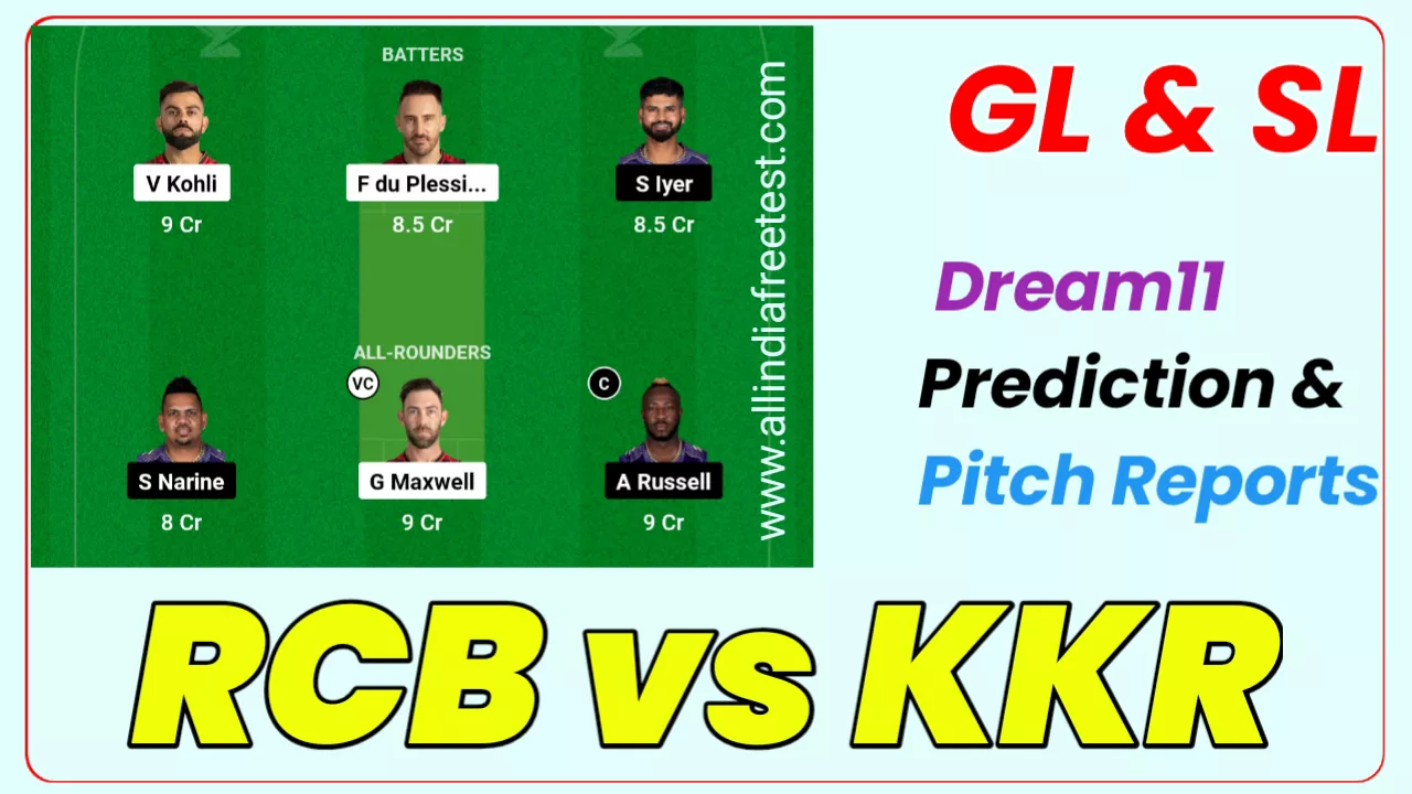 RCB VS KKR Dream11 Prediction